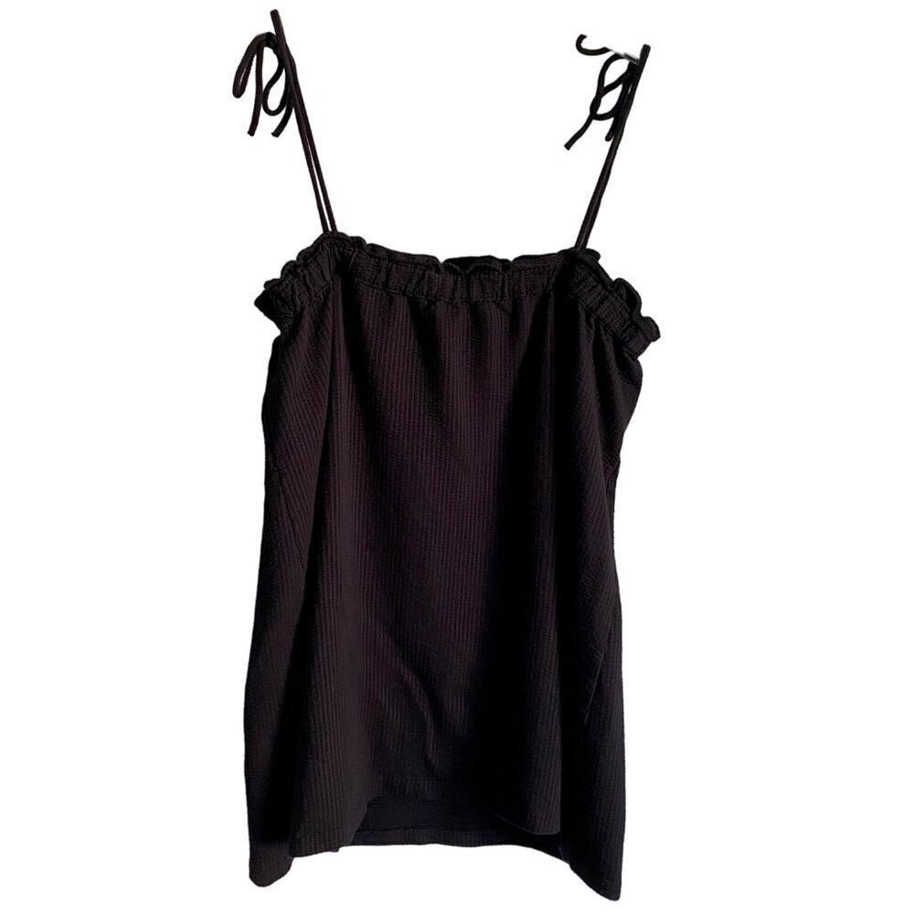H & M Black Waffled Jersey Dress Sleeveless Mini Dress Size Large